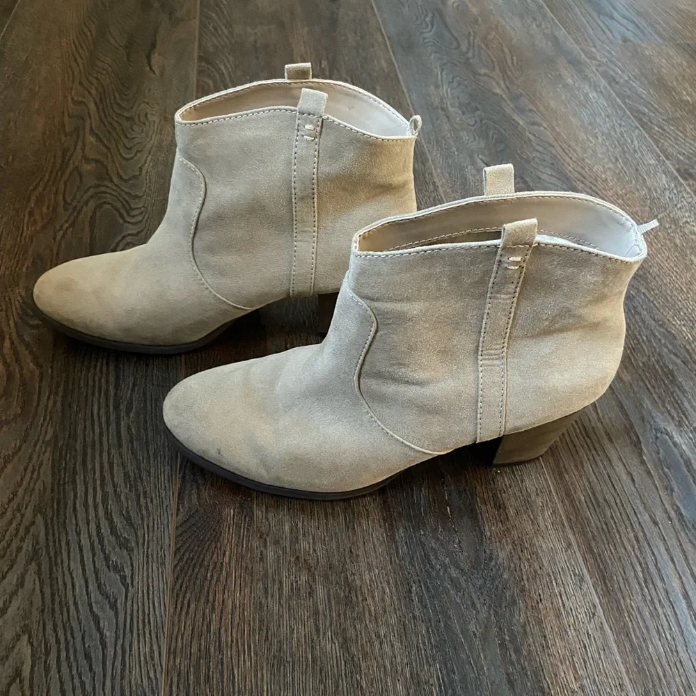 Tan suede booties